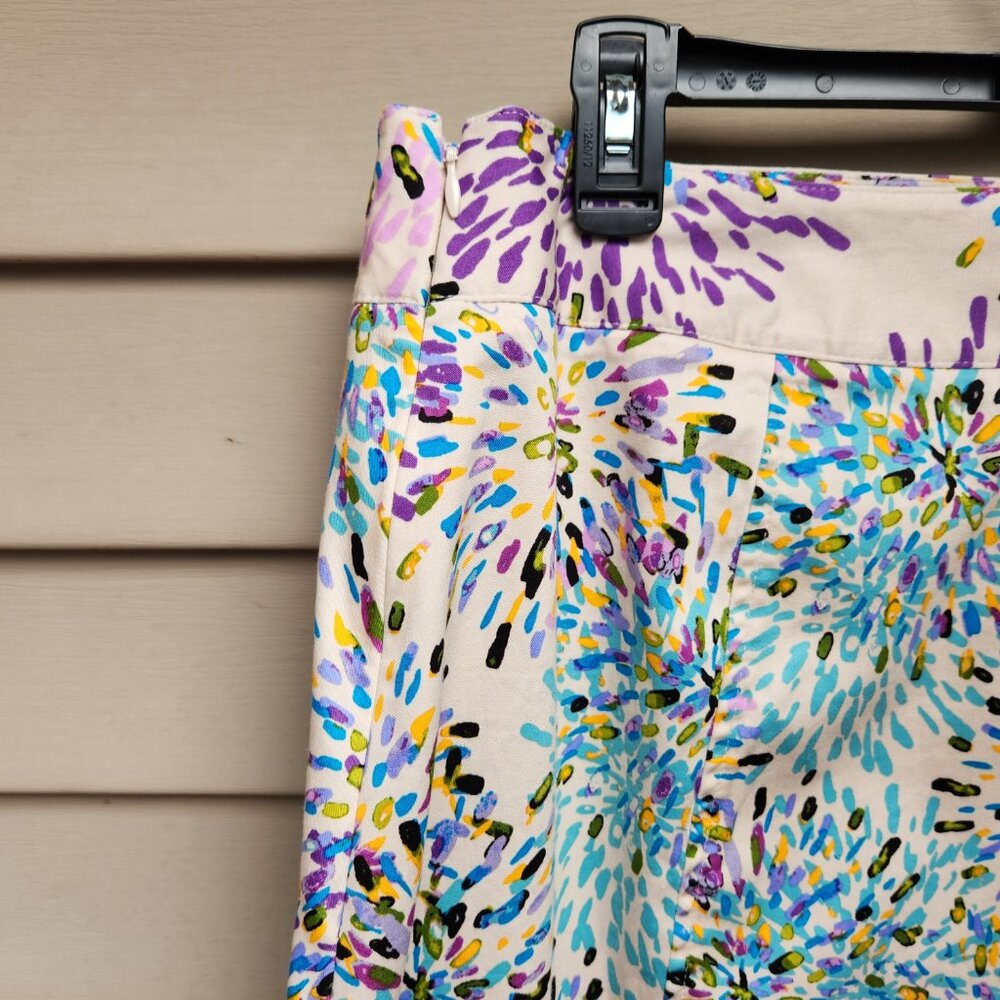 Lane Bryant Plus A-Line Cream Skirt Multicolor Abstract Watercolor Floral Print - Picture 5 of 8